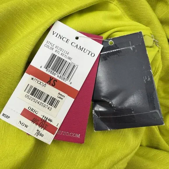 Vince Camuto Sleeveless Ruched Dress XS Key Lime Dopamine Cocktail Summer Spring - Picture 6 of 8